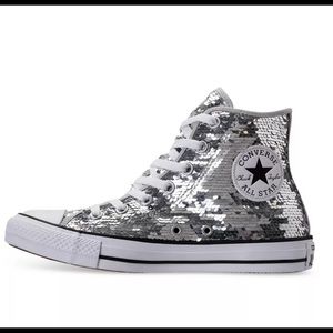 Women’s Chuck Taylor Sequin High-Top Casual Sneakers from Finish Line Size 5